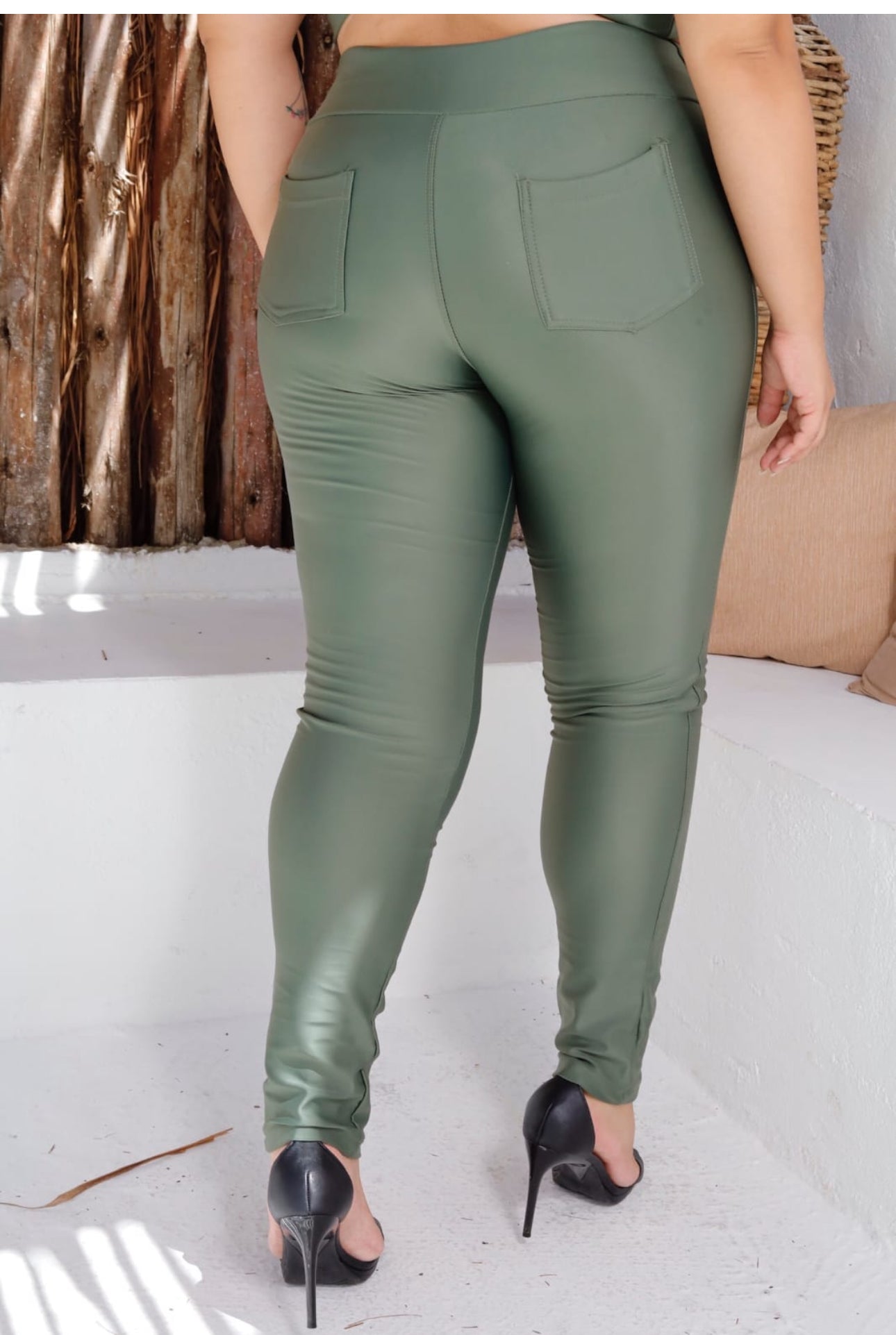 Olive green leggings plus size hotsell