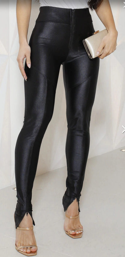 Polyamide High-Waisted Zipper Pants